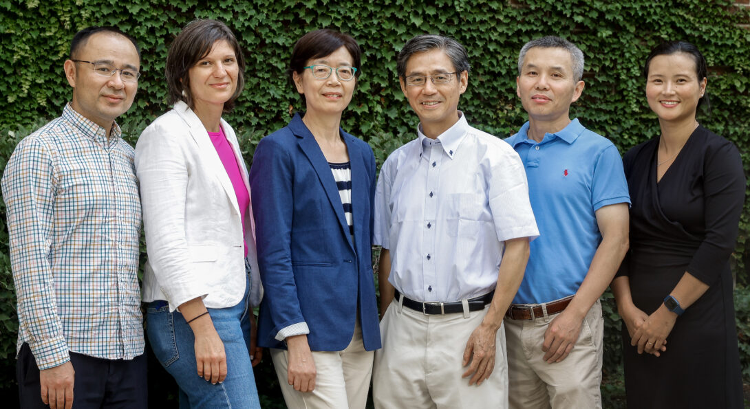 University of Illinois Chicago College of Engineering professors for the Center for Bioninformatics and Quantitative Biology. They are (L-R) Zhangli Peng, Beatriz Penalver Bernabe, Yang Dai, Jie Liang, Ao Ma, Meishan Lin.