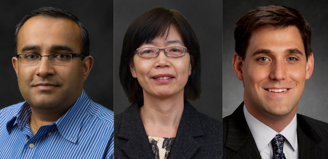 (From left) Richard and Loan Hill Department of Biomedical Engineering Professors Salman Khetani and Yang Dai and University of Illinois Urbana Champaign Associate Professor Gregory Underhill