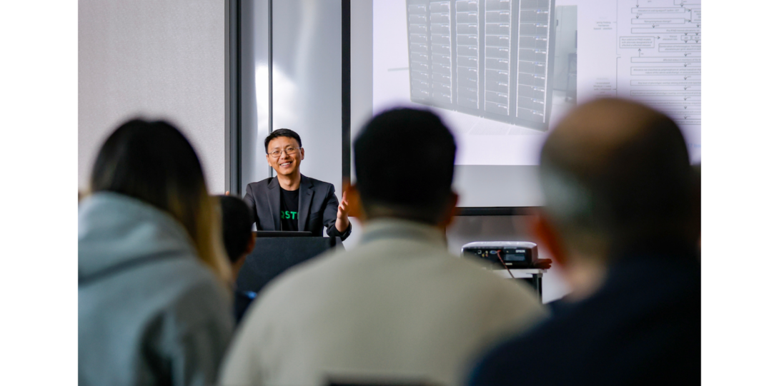 Xiang (Sean) Li gives his speech about “Leveraging Bioinformatics Training For Business Innovation - A Personal Journey of Problem Solving In Business